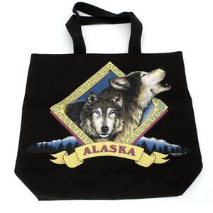 Vintage Harlequin 1993 Tami Alba Alaska Canvas Tote Bag Wolves Husky Dogs